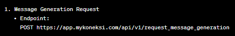 Message Generation Request Endpoint